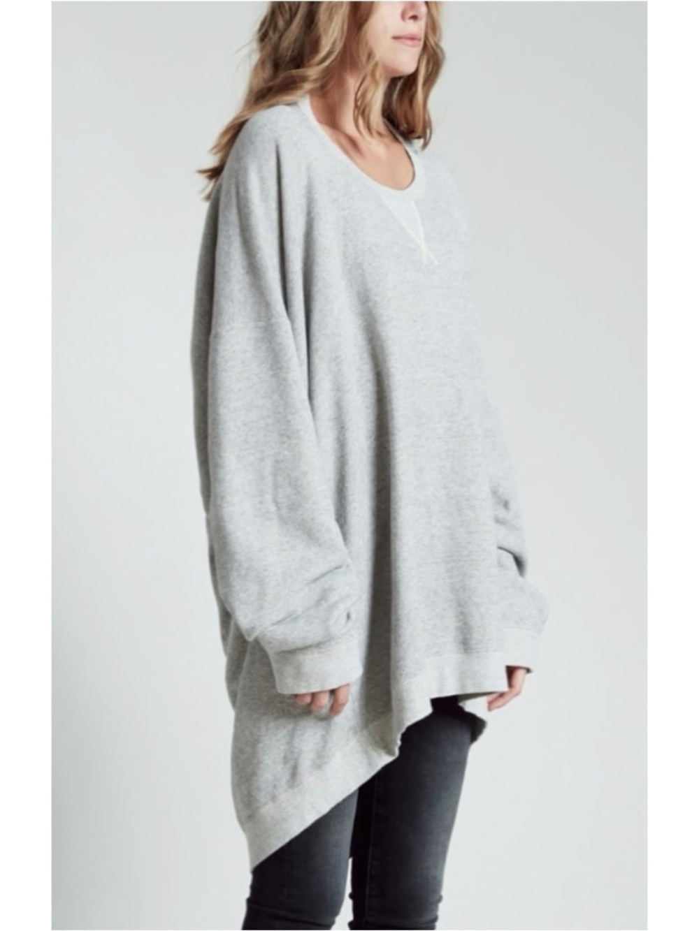 R13 || Oversized Slouch Crewneck Sweatshirt Heather Gray XS